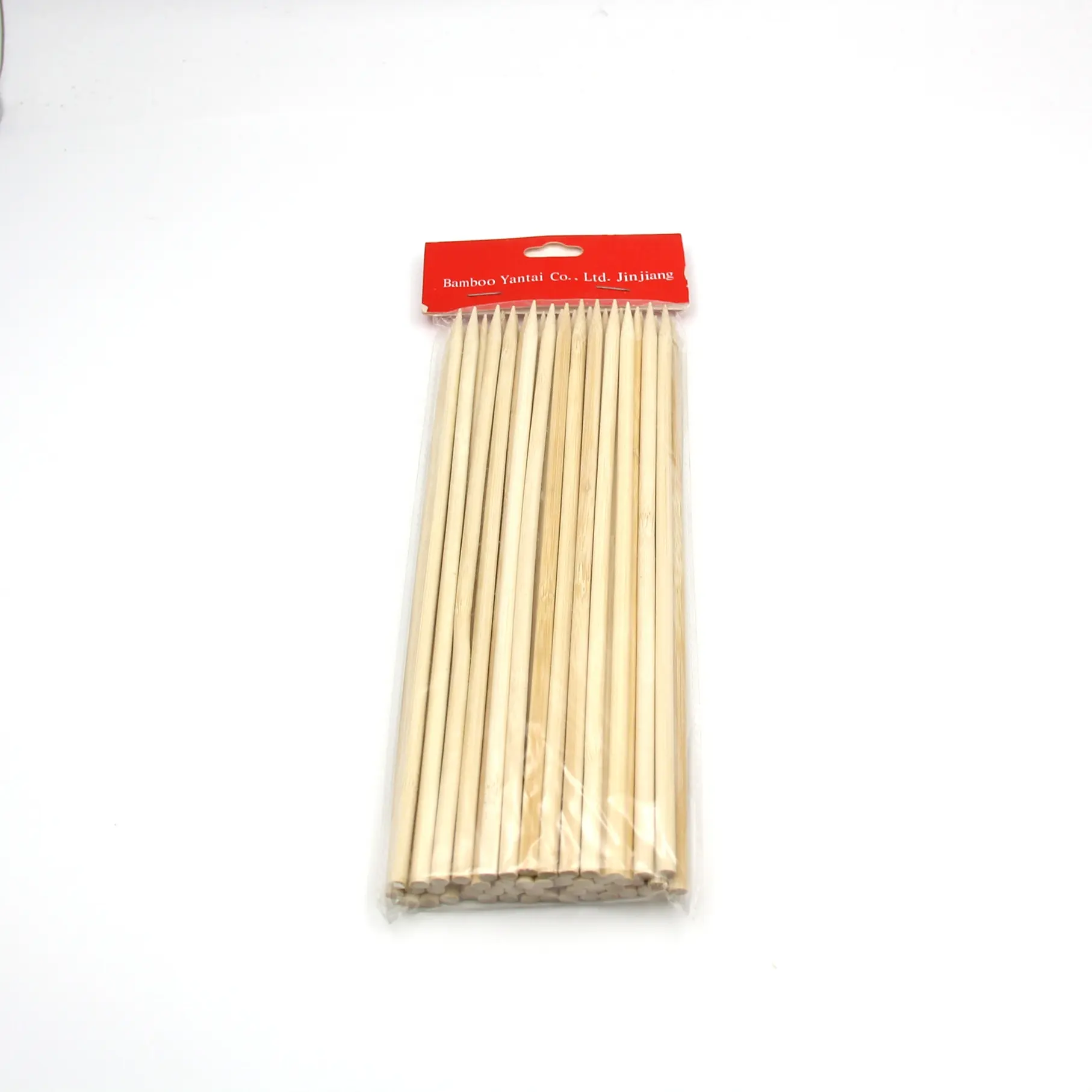 Brochettes en bambou de fabrication chinoise, sac de 12 pouces avec carte d'en-tête, bâton en bambou pour barbecue, 100 pièces
