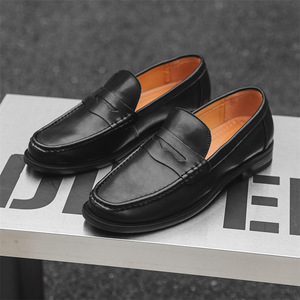 Chaussures en cuir véritable pour hommes, style britannique, tendance, formelles, à lacets, bout pointu, Derby, mariage, automne, motif uni, confort - Product Image 2