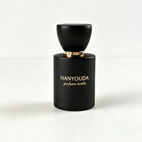 Ensemble de flacons de parfum de luxe en verre noir givré mat, 30 ml, 50 ml, 100 ml, flacon vide avec pulvérisateur à pompe, bouchon en bois, emballage personnalisé avec logo, boîte cadeau