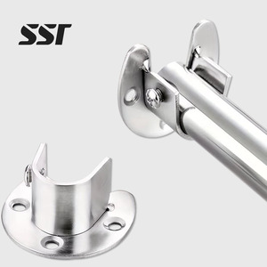 Stainless Steel Hanger Flange Wardrobe <b>Hanging</b> Pipe Rod Round Support Fixed Pipe Flange European Design Bathroom & Hotel Use - Product Image 1