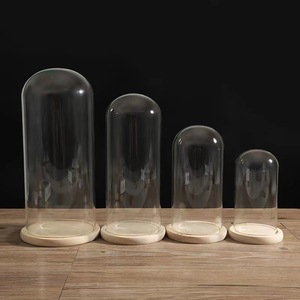 <strong>Glass</strong> <strong>Dome</strong> With Wooden Base <strong>Glass</strong> for Candle Mini <strong>Cake</strong> Stand <strong>Glass</strong> Display <strong>Dome</strong> - Product Image 4