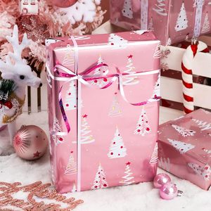 Christmas <b>Wrapping</b> <b>Paper</b> Pink Tree Design 17 In X 32.8 Ft Eco Friendly Gift Craft Roll - Product Image 6