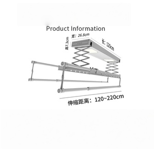 Le séchoir à linge est multifonctionnel avec télécommande intelligente, levage automatique, cintres et barres. - Product Image 2