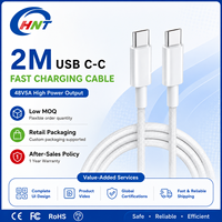 Vente d'usine - Câble de charge rapide Type-C tressé en nylon de 2 mètres, PD240W 5A, conducteur en cuivre pur pour téléphone portable, puce : E-Marker