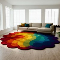 Vibrant Multicolor Abstract Rainbow Rug Designer Hand Tufted Soft Carpet for Living Room Bedroom Kids Playroom Decorative Floor