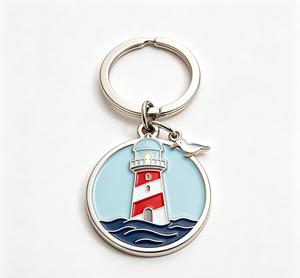 Porte-clés en métal Lighthouse, porte-clés émaillé, ton argenté, cadeau souvenir promotionnel - Product Image 2