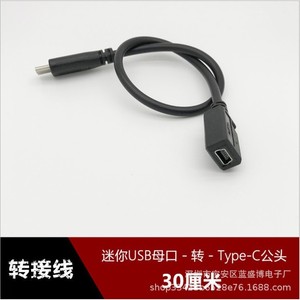 Mini <b>Usb</b> Female To Type <b>C</b> Male <b>Adapter</b> 30Cm For Mobile Phone Data Transfer Cable - Product Image 1