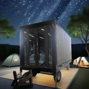 Maison mobile préfabriquée et imperméable de 20 pieds à l'épreuve des ouragans, maison en conteneur extensible sur roues de 2 chambres à prix abordable - Product Image 1