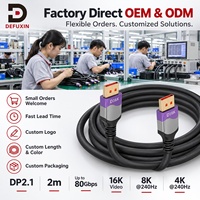 Kabel DFX DP2.1 2M hingga 80Gbps Video 16K 8K 240Hz 4K 240Hz Fleksibel DP ke DP untuk Monitor Gaming Grafis PC