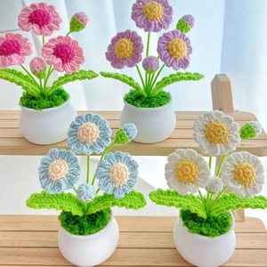 Tanaman <span class=keywords><strong>Pot</strong></span> Rajutan Buatan Tangan, <span class=keywords><strong>Pot</strong></span> Bunga Rajut Dekorasi Rumah, Dekorasi Tanaman Buatan untuk Kantor Ruang Tamu - Product Image 1