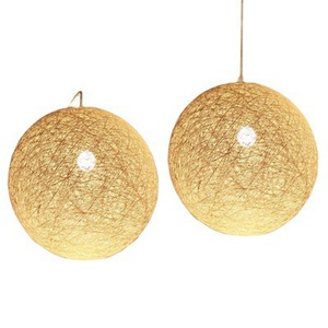 โคมไฟห้อยเพดานทรงกลมทำจากป่าน ใช้หลอดไฟ LED E27 เหมาะสำหรับสถานที่พักผ่อน - Product Image 2