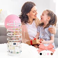 Organisateur de boucles d'oreilles rotatif en métal à 6 niveaux, présentoir de stockage de boucles d'oreilles tour de pendentif anneau percé réglable