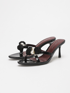 4302A-57 Nouvelles <span class=keywords><strong>Chaussures</strong></span> <span class=keywords><strong>Femme</strong></span> Personnalisées Bout Ouvert Fleur Perle Talons Aiguilles Fins Escarpins Sandales Chaussons pour Dames - Product Image 4
