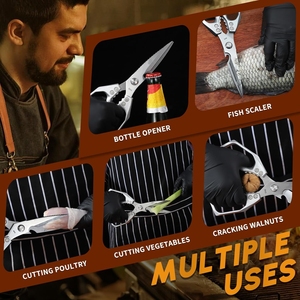 <b>Kitchen</b> <b>Scissors</b> All Purpose Stainless Steel <b>Kitchen</b> Shear Sharp Silver Meat <b>Scissors</b> Dishwasher Safe Heavy Duty Poultry Shears - Product Image 5