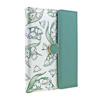Carnet magnétique floral, élégant carnet de notes exécutif à couverture rigide en similicuir, journal de voyage, fleur de muguet, personnalisable