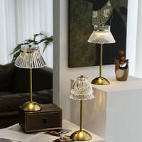 Lampe de table en verre avec base en métal luxueuse, sans fil, commande tactile, portable, rechargeable, lampe de bureau LED décorative pour restaurant