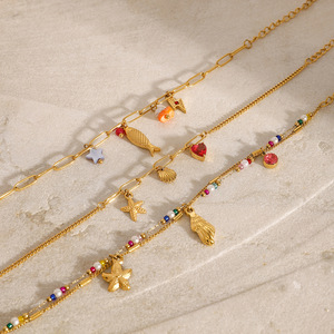 Pulsera de Moda con Dijes, Chapada en Oro de 18K, con Perlas, Estrellas y Cuentas, Joyería para Mujer, Accesorio de Regalo - Product Image 4