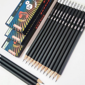 Crayons à mine hexagonaux noirs en graphite personnalisés pour l'école avec gomme, en coffret coloré - Product Image 2