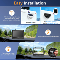 Kit de caméra de recul sans fil solaire 9 pouces avec détection IA BSD, enregistrement DVR 512 Go, affichage partagé 2 voies, base magnétique, installation facile