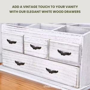 Desktop wooden shelf <b>dressing</b> <b>table</b> <b>storage</b> box, multi-compartment drawer jewelry box, solid wood cosmetic <b>storage</b> box - Product Image 2