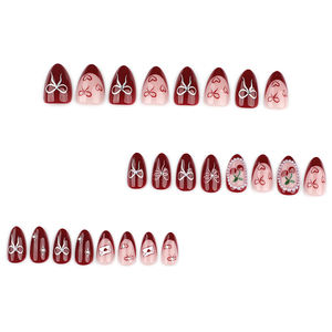 ขายส่งเล็บปลอมแบบกดติด 24 ชิ้น วัสดุ ABS ดีไซน์ 3 มิติ ความยาวปานกลาง ลายศิลปะบนเล็บ  แบบปรับแต่งได้ รุ่น <span class=keywords><strong>Maria</strong></span> - Product Image 5