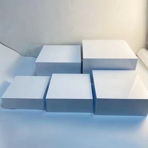 Trắng Acrylic tự chọn Riser Cube hiển thị làm tổ lucite vuông thực phẩm Bệ Hộp 5 bên 5-Piece Set kệ trưng bày - Product Image 4