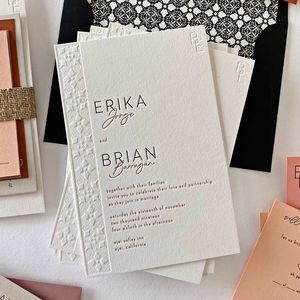 بطاقة ملصق ورقية قطنية منقوشة بأحرف عالية الجودة مخصصة قائمة الضيوف الفاخرة بطاقة إحساس متميزة - Product Image 4