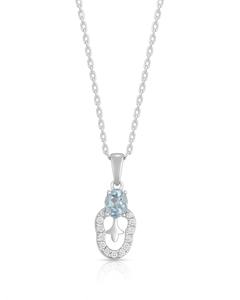 Colgante de gota clásico de plata de ley Sky Bloom con motivo floral aguamarina/Topacio azul-Regalo de fiesta y boda - Product Image 1