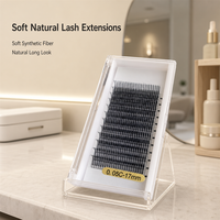 Extensions de cils volume préfabriquées ultra-fines 0.05 C Curl à base étroite, en fibres noires, pour éventail facile, pour artistes de salon, cils Anime, cils Spike