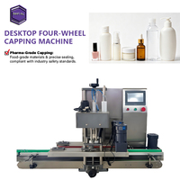 Máquina Tapadora de Sobremesa de Cuatro Ruedas con Servomotor, Control por Pantalla Táctil, Semiautomática, de Alta Precisión para Botellas de Plástico y Vidrio, Precio de Fábrica