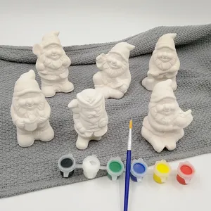 Unglazed, Unpainted बिस्क DIY गनोम शाही निवास लालटेन-पेंट अपने खुद के Gnome-rific सिरेमिक दान