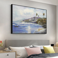 Peinture à l'huile sur toile personnalisée OEM/ODM, décor mural pour la maison, paysage marin, maison en bois, scène naturelle