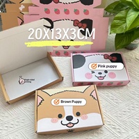 Boîtes d'expédition écologiques réutilisables et portables pour chiots mignons, roses, fraises, brunes, Corgi, en kraft, recyclables, pour emballage cadeau