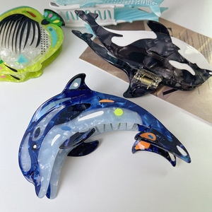 Ocean Woman Sweet Style Accesorios para el cabello Big Cute Dolphin <span class=keywords><strong>Hair</strong></span> <span class=keywords><strong>Clips</strong></span> Pinzas de acetato de celulosa Pinzas para el cabello para niñas - Product Image 4