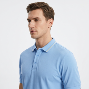 Custom Logo Men's <b>Polo</b> <b>Shirt</b> 100% Cotton Knitted Short Sleeve Anti Wrinkle Golf Training Wear - Product Image 3