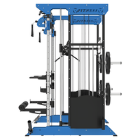 Rack de musculation multifonctionnel Smith avec croisement de câbles et rangement de plaques – Équipement d'entraînement de force pour la maison