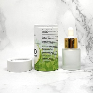 <b>Empty</b> Luxury Cylindrical Glass Serum <b>Bottles</b> Essential Oil Packaging Dropper Frosted Custom Logo Paper Box Screen Printing - Product Image 6