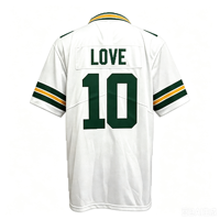 Jersey Berkualitas Tinggi 10 # Cinta 12 # Rodgers 33 # Jones 85 # Jersey Bordir Kraft American Football Jersey Kustom