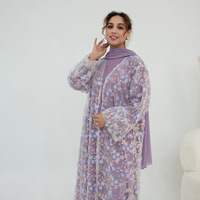 Zifeng OEM Nouvelle Collection Tendance Musulmane Moyen-Orientale Malaisienne Ensemble Trois Pièces Broderie Florale Tridimensionnelle