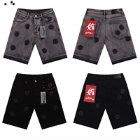 Jean tendance américain avec logo brodé Godsped, style vintage délavé, mode masculine