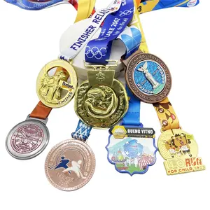 Fournisseur d'usine Trophées de football en cours d'exécution Logo Souvenir Miraculous Bike Médailles personnalisées