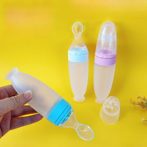 Bouteille de céréales de riz à ventouse de 90 ml, bouteille de céréales de riz en silicone de qualité alimentaire pour bébé, alimentation par pression avec cuillère souple - Product Image 3