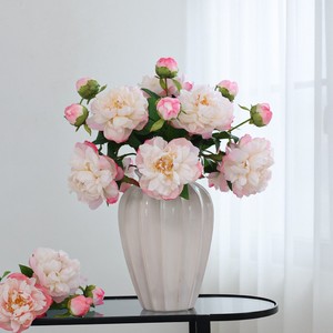 Fleur de pivoine artificielle Ruilisi, blanc laiteux, rose clair, fleur en soie, branche unique, décoration d'intérieur, accessoires de mariage - Product Image 1