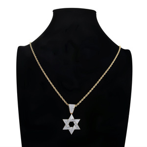 European and American Six-<strong>pointed</strong> Star Micro-zirconia Men's Necklace Star of David Hip-hop Pendant Accessories - Product Image 4