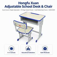 Chaise de bureau pour étudiant en acier réglable sur 12 niveaux avec bordure en PE, plateau à crayons intégré, confortable pour l'école primaire