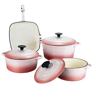 Juegos de Ollas de Cocina Esmaltadas Personalizadas Más Vendidos, Juegos de Utensilios de Cocina de Hierro Fundido Esmaltado Antiadherentes - Product Image 1