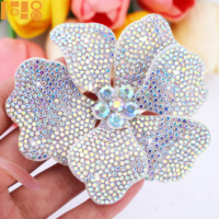 Appliques à coudre en cristal double couche de 8,5 cm avec strass pour vêtements de carnaval, décoration de robes de bal et de corsages