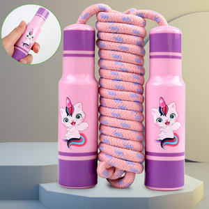 Cuerda de Saltar de Algodón Trenzado con Mango de Madera de Dibujos Animados para Niños, <span class=keywords><strong>2</strong></span>.7 m de Longitud, Edades de <span class=keywords><strong>2</strong></span> a 13 Años - Product Image 3