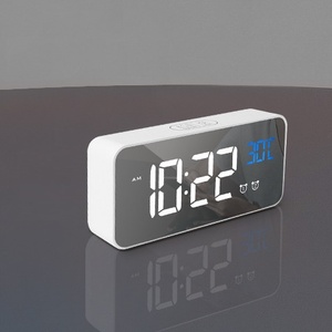 Reloj <span class=keywords><strong>despertador</strong></span> con espejo de música <span class=keywords><strong>relajante</strong></span>, recargable, doble color, LED, para escritorio - Product Image 2