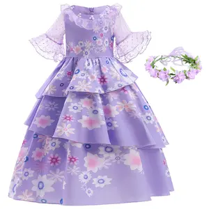 Halloween Costume Flower Printing Magic Family Cosplay Dress Luxury Girls Princess Dresses